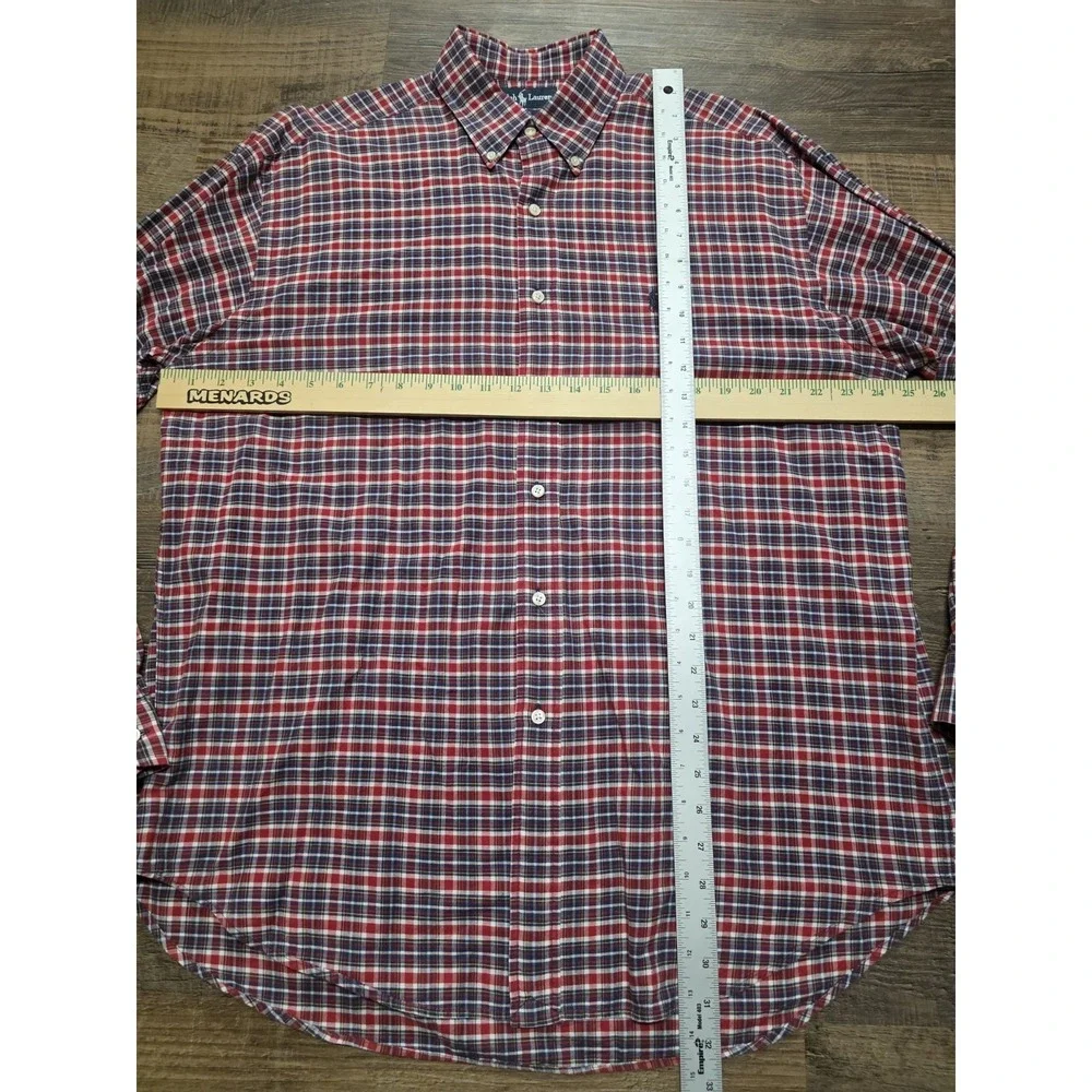Ralph Lauren Red Plaid Button Front Shirt Mens Size Large - Picture 4 of 5
